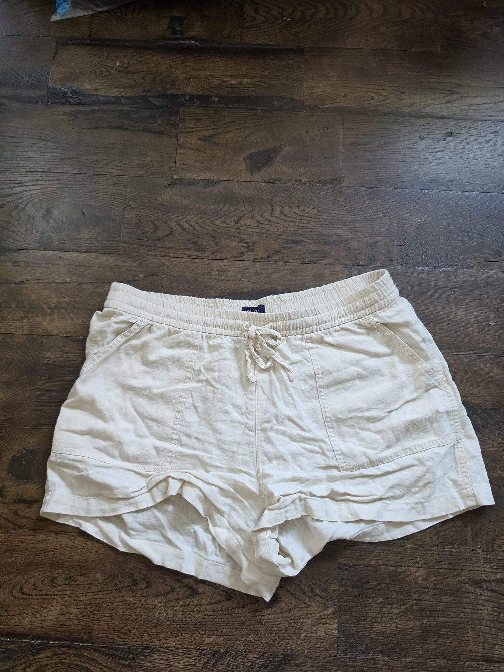 J. Crew Cream High-Waist Drawstring Linen-Blend Shorts